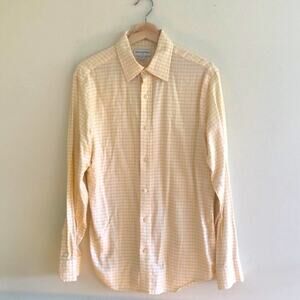 Banana Republic Yellow Orange Plaid Button-Down Shirt Medium Preppy Classic